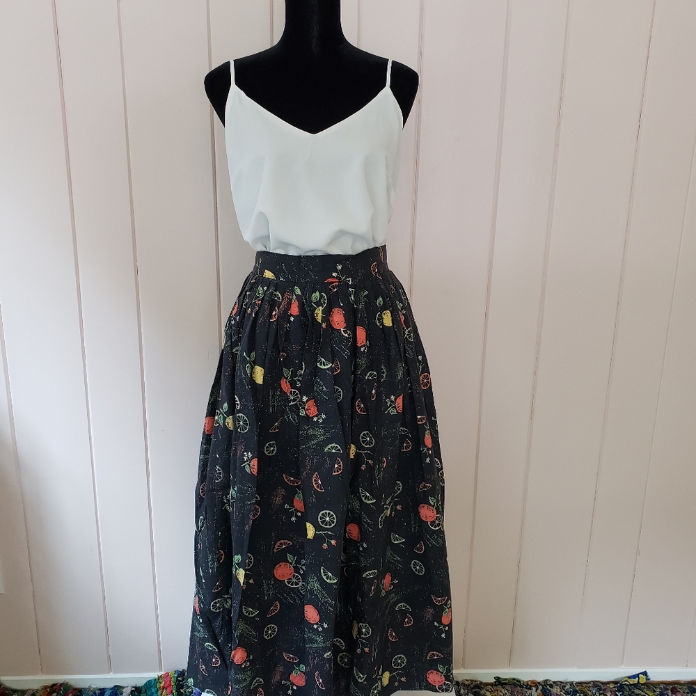 Vintage Pleated Skirt Lemon/Lime/Orange